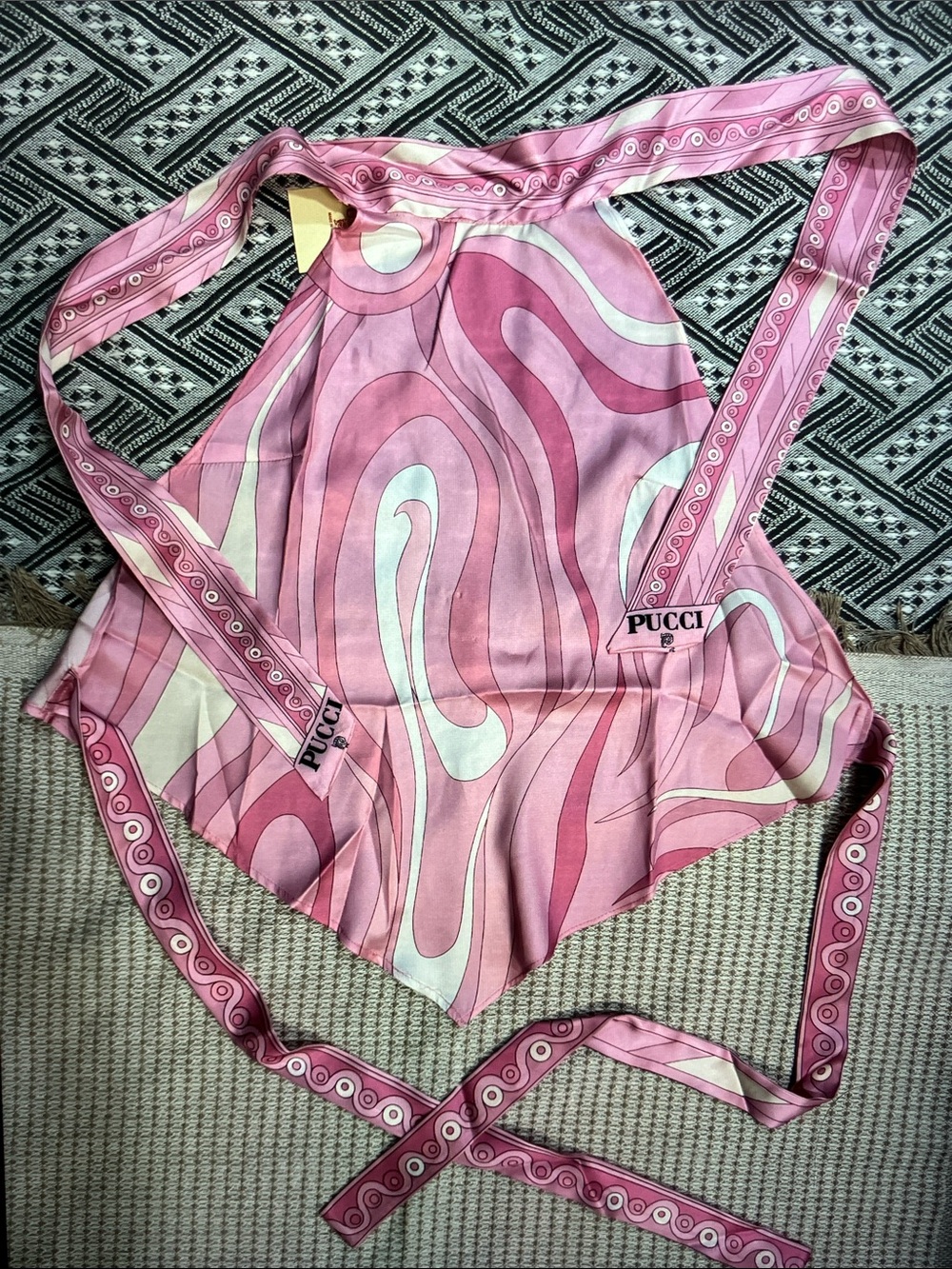 Emilio Pucci Pink & Cream Abstract Halter Tank